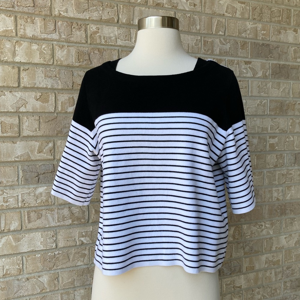 Rondina New York Knitted 100% Cotton Striped Cropped Top Size M 🌸